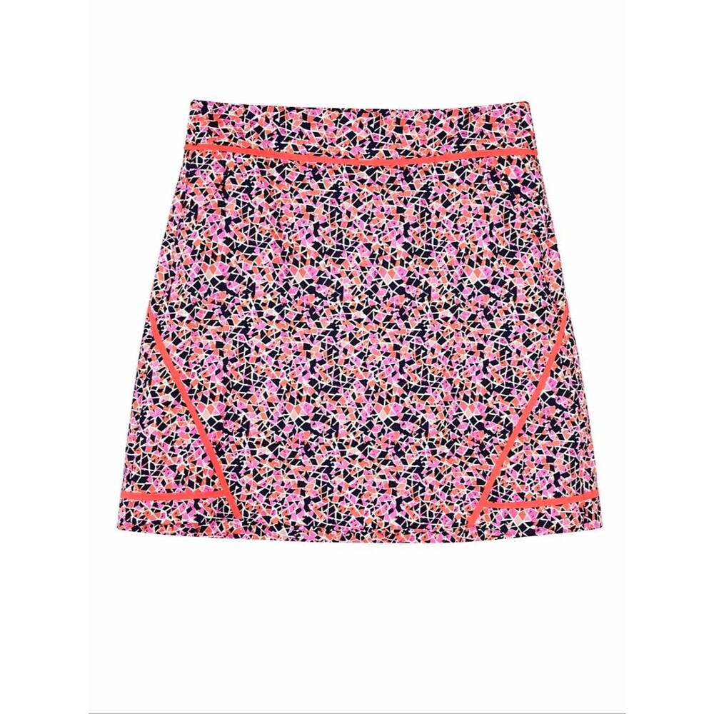 Lady Hagen Vibrant Navy Orange Mosaic Performance Stretch A-line Sporty Skort